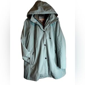 Coldwater Creek Women's Shale Green Hooded All Weather Jacket Trench Coat